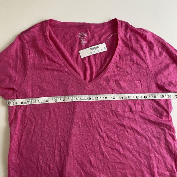 J.Crew Womens 100% Linen Tee Shirt Stretch Short Sleeve Sz XL Candy Pink NWT - Picture 9 of 11